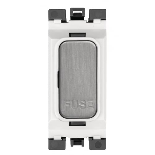 Hager WMGFU13BSW 13a Fuse Carrier Brushed Steel/White Insert