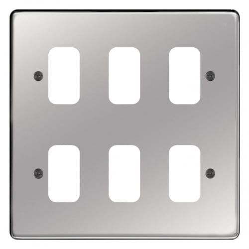 Hager WRGP6PS 6 Gang Grid Plate Polished Steel