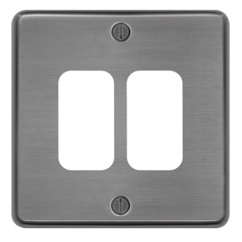 Hager WRGP2BS 2 Gang Grid Plate Brushed Steel