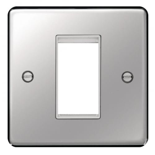 Hager WRP1EUPSW 1 Module Euro Plate Polished Steel/White Insert