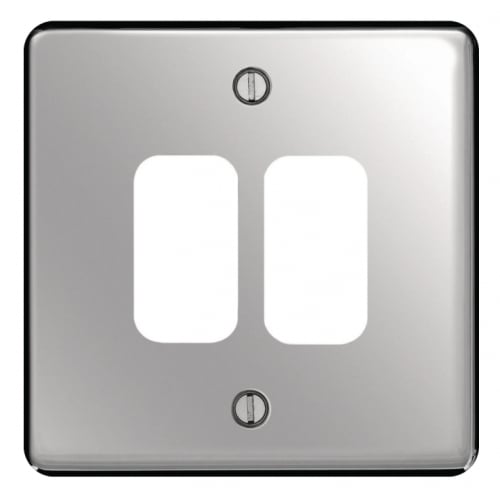 Hager WRGP2PS 2 Gang Grid Plate Polished Steel