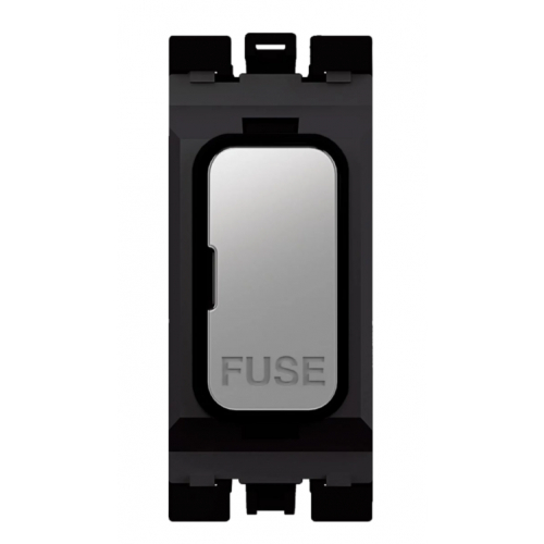 Hager WMGFU13PSB 13a Fuse Carrier Polished Steel/Black Insert