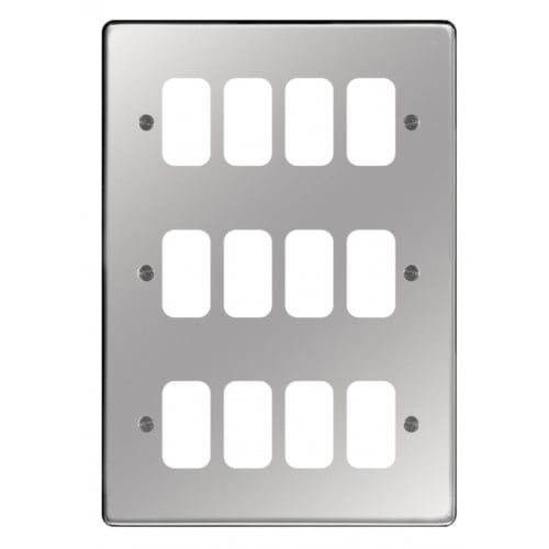 Hager WRGP12PS 12 Gang Grid Plate Polished Steel