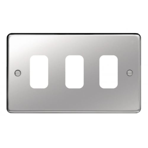 Hager WRGP3PS 3 Gang Grid Plate Polished Steel