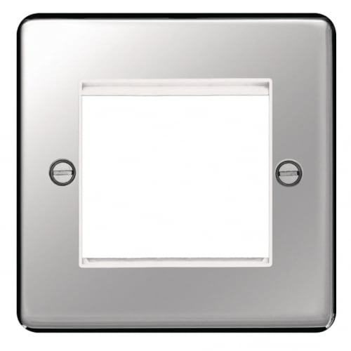 Hager WRP2EUPSW 2 Module Euro Plate Polished Steel/White Insert