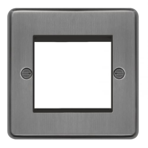 Hager WRP2EUBSB 2 Module Euro Plate Brushed Steel/Black Insert