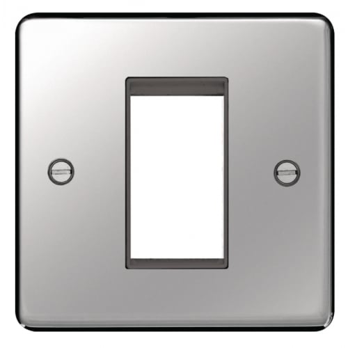 Hager WRP1EUPSB 1 Module Euro Plate Polished Steel/Black Insert