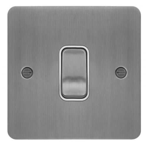 Hager WFPS12BSW 1 Gang 2 Way Switch Brushed Steel/White Insert