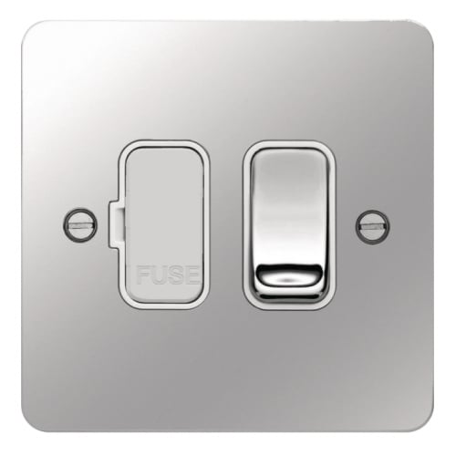 Hager WFSSU83PSW 13a DP Switched Spur Flat Plate Polished Steel/White Insert