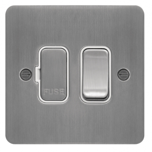 Hager WFSSU83BSW 13a DP Switched Spur Flat Plate Brushed Steel/White Insert