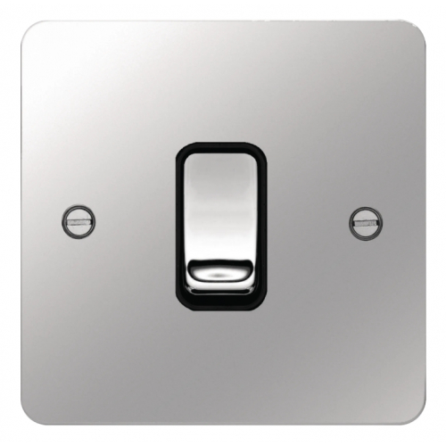 Hager WFPS12PSB 1 Gang 2 Way Switch Polished Steel/Black Insert