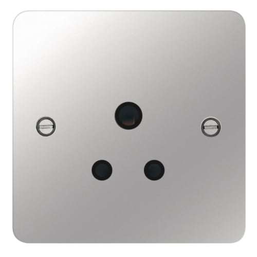 Hager WFS51PSB 1 Gang 5a Flat Plate Unswitched Socket Polished Steel/Black Insert