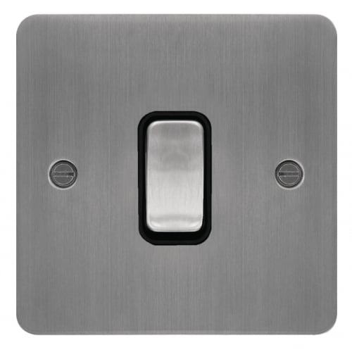 Hager WFPS12BSB 1 Gang 2 Way Switch Brushed Steel/Black Insert