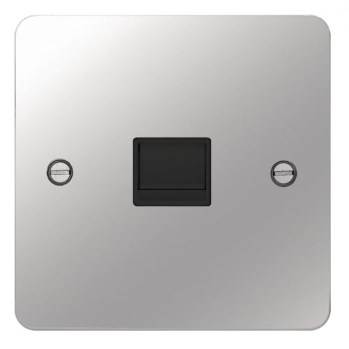 Hager WFBTSPSB Slave Telephone Socket Flat Plate Polished Steel/Black Insert