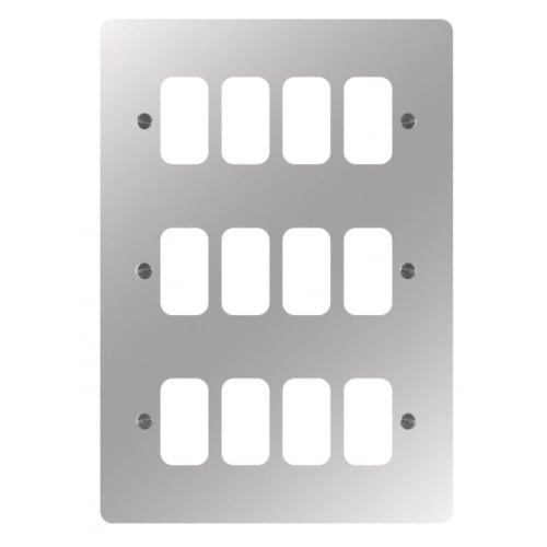 Hager WFGP12PS 12 Gang Grid Plate Polished Steel