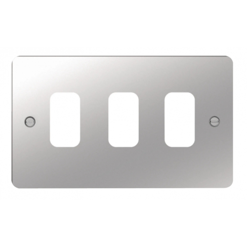 Hager WFGP3PS 3 Gang Grid Plate Polished Steel