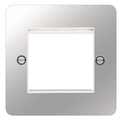 Hager WFP2EUPSW 2 Module Euro Plate Polished Steel/White Insert