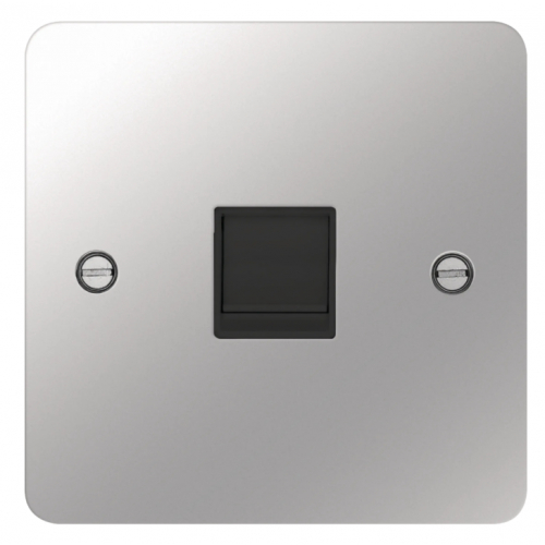 Hager WFRJ45PSB 1 Gang RJ45 Socket Flat Plate Polished Steel/Black Insert