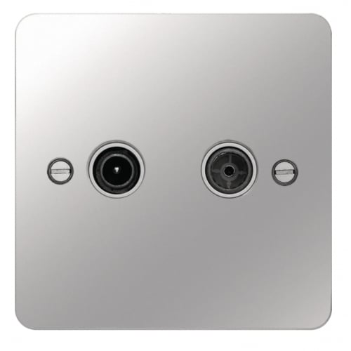 Hager WFDXPSW TV&FM/DAB Outlet Polished Steel/White Insert