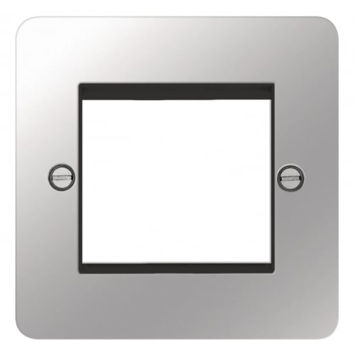 Hager WFP2EUPSB 2 Module Euro Plate Polished Steel/Black Insert