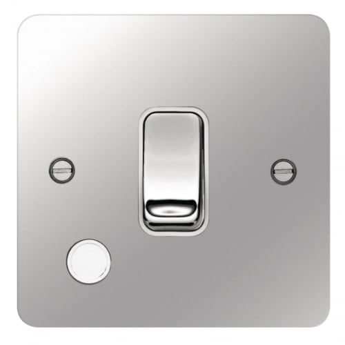 Hager WFDP84FOPSW 20a DP Switch + Flex Outlet Flat Plate Polished Steel/White Insert