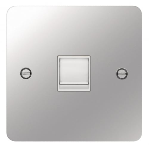 Hager WFRJ45PSW 1 Gang RJ45 Socket Flat Plate Polished Steel/White Insert