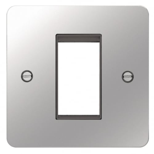 Hager WFP1EUPSB 1 Module Euro Plate Polished Steel/Black Insert
