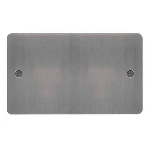 Hager WFP2BS 2 Gang Blank Plate Brushed Steel