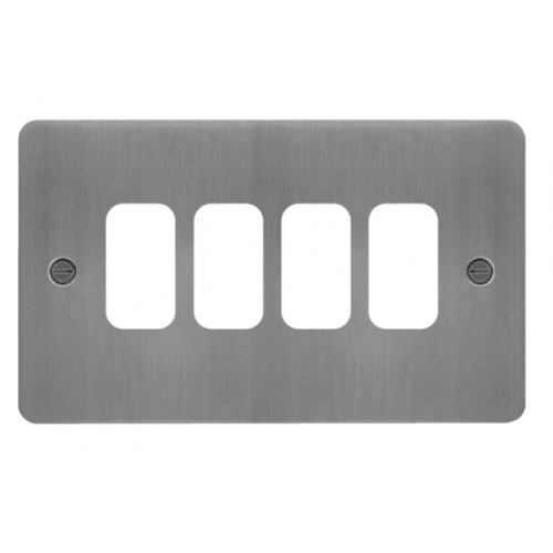 Hager WFGP4BS 4 Gang Grid Plate Brushed Steel