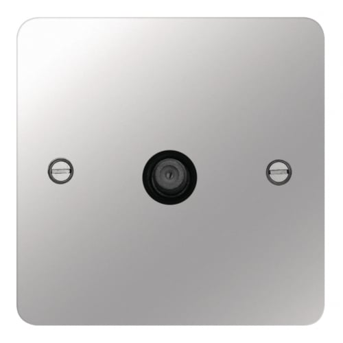 Hager WFSATPSB 1 Gang Satellite Socket Flat Plate Polished Steel/Black Insert