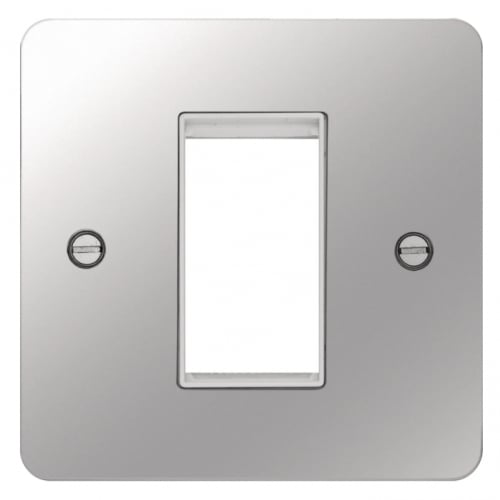 Hager WFP1EUPSW 1 Module Euro Plate Polished Steel/White Insert