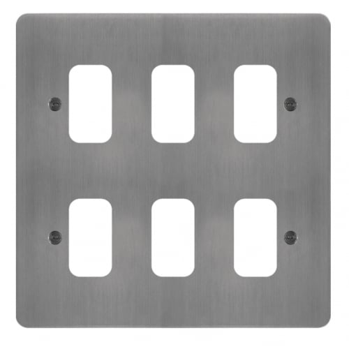 Hager WFGP6BS 6 Gang Grid Plate Brushed Steel