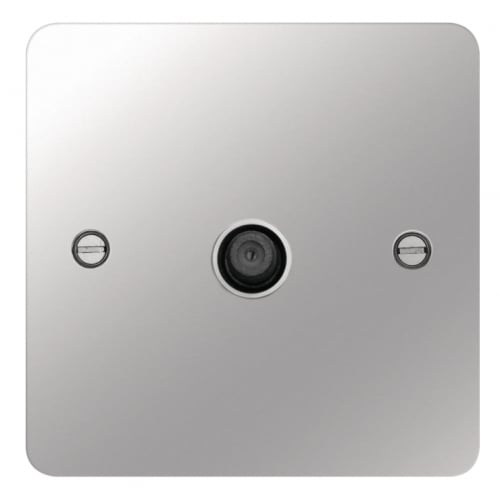 Hager WFSATPSW 1 Gang Satellite Socket Flat Plate Polished Steel/White Insert