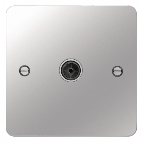 Hager WFTVFPSW Single Coax Outlet Flat Plate Polished Steel/White Insert