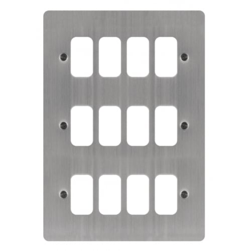 Hager WFGP12BS 12 Gang Grid Plate Brushed Steel