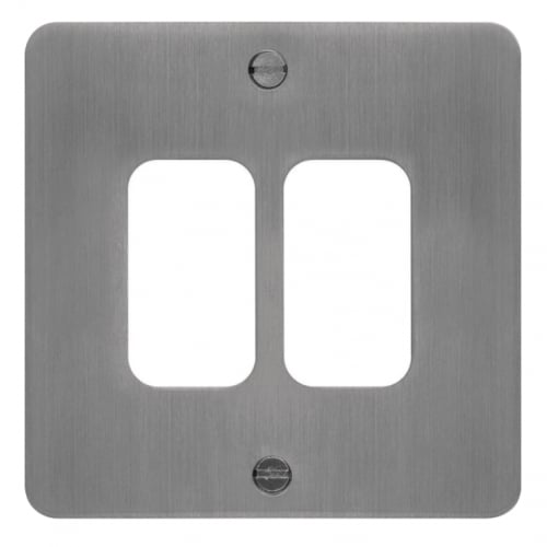 Hager WFGP2BS 2 Gang Grid Plate Brushed Steel