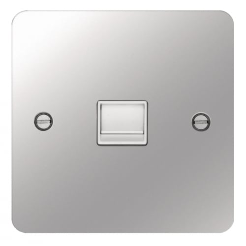 Hager WFBTMPSW Master Telephone Socket Flat Plate Polished Steel/White Insert