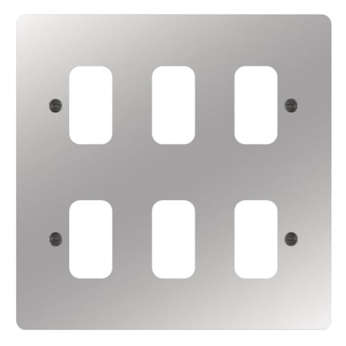 Hager WFGP6PS 6 Gang Grid Plate Polished Steel