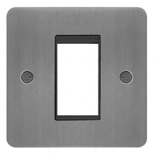 Hager WFP1EUBSB 1 Module Euro Plate Brushed Steel/Black Insert