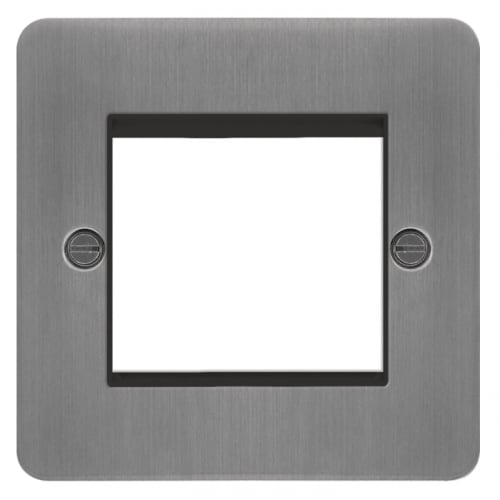 Hager WFP2EUBSB 2 Module Euro Plate Brushed Steel/Black Insert
