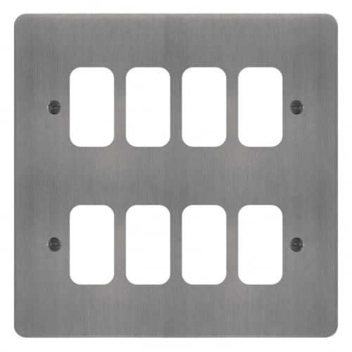 Hager WFGP8BS 8 Gang Grid Plate Brushed Steel