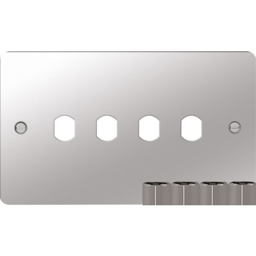 Hager WFDRP4PSKIT 4 Gang Dimmer Plate Kit Polished Steel