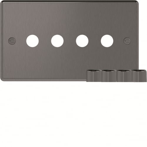 Hager WRDRP4BSKIT 4 Gang Dimmer Plate Kit Brushed Steel