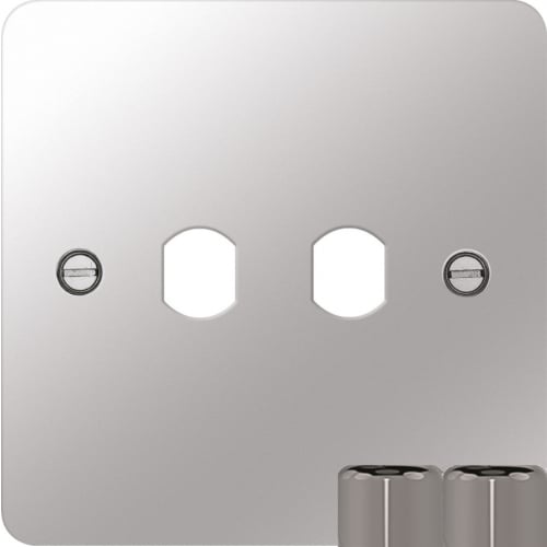 Hager WFDRP2PSKIT 2 Gang Dimmer Plate Kit Polished Steel