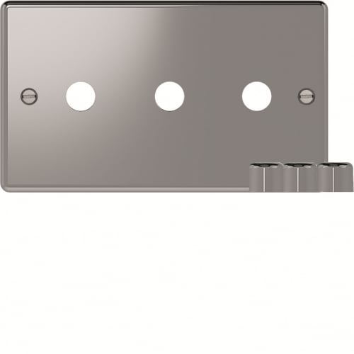 Hager WRDRP3PSKIT 3 Gang Dimmer Plate Kit Polished Steel