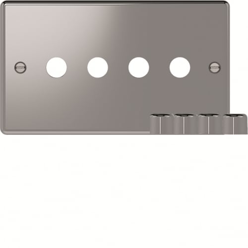 Hager WRDRP4PSKIT 4 Gang Dimmer Plate Kit Polished Steel