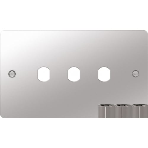 Hager WFDRP3PSKIT 3 Gang Dimmer Plate Kit Polished Steel