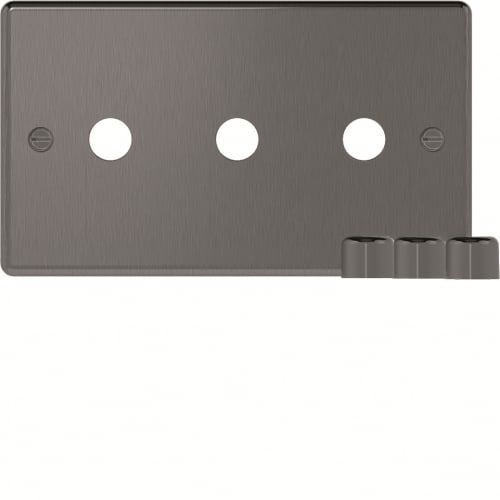 Hager WRDRP3BSKIT 3 Gang Dimmer Plate Kit Brushed Steel