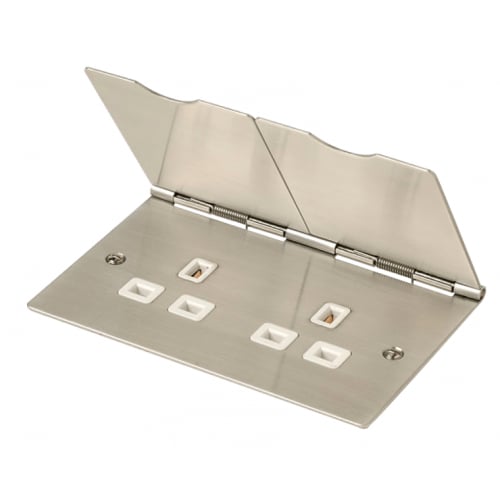 Click FS032SS 13a 2 Gang Floor Socket Stainless Steel