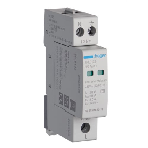 Hager VMES02SPD CU Surge Protection Kit T2 SPD